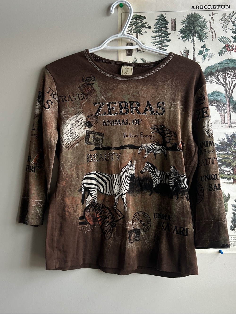 Vintage Y2K Longsleeve Zebra Shirt Medium